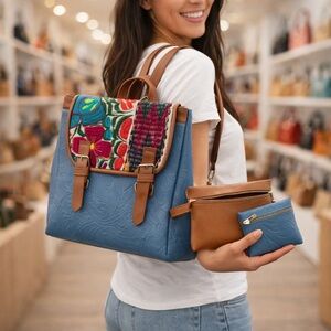 Handwoven Vegan Backpack – 3 Piece Set